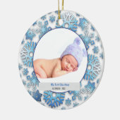 Baby Boy First Kerstmis Foto Snowflakes Keramisch Ornament (Links)