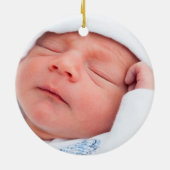 Baby Boy First Kerstmis Foto Snowflakes Keramisch Ornament (Achterkant)