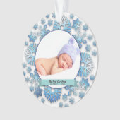 Baby Boy First Kerstmis Foto Snowflakes Ornament (voorkant)