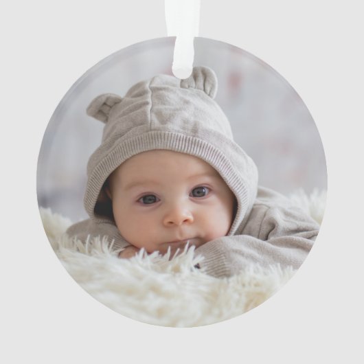 Baby Boy First Kerstmis Modern Script Photo Ornament (achterkant)
