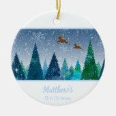 Baby Boy First Kerstmis Snowflake Foto Keramisch Ornament (Voorkant)