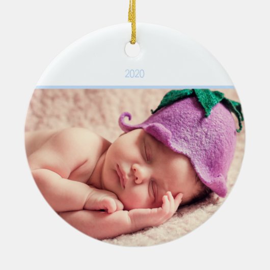 Baby Boy First Kerstmis Snowflake Foto Keramisch Ornament (Achterkant)