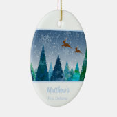 Baby Boy First Kerstmis Snowflake Foto Keramisch Ornament (Rechts)