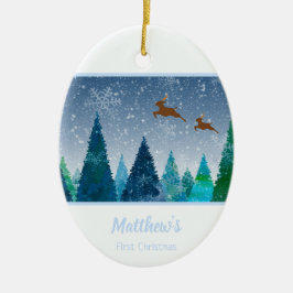 Baby Boy First Kerstmis Snowflake Foto Keramisch Ornament