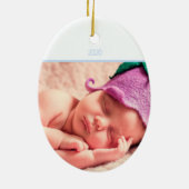 Baby Boy First Kerstmis Snowflake Foto Keramisch Ornament (Achterkant)