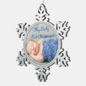 Baby Boy First Kerstmis Tin Sneeuwvlok Ornament (Rechts)