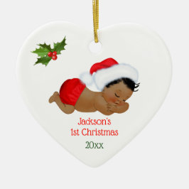 Baby Boy First KerstRed Santa Hat Ceramic Orn Keramisch Ornament