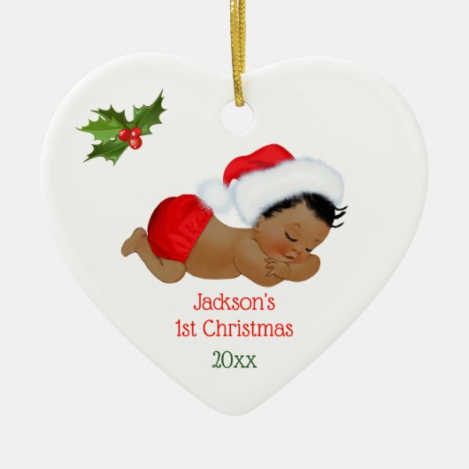 Baby Boy First KerstRed Santa Hat Ceramic Orn Keramisch Ornament (Voorkant)