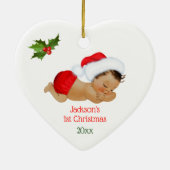 Baby Boy First KerstRed Santa Hat Ceramic Orn Keramisch Ornament (Achterkant)