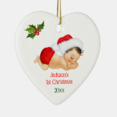 Baby Boy First KerstRed Santa Hat Keramisch Ornament (Rechts)