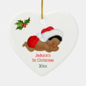 Baby Boy First KerstRed Santa Hat Keramisch Ornament (Achterkant)