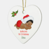 Baby Boy First KerstRed Santa Hat Keramisch Ornament (Links)