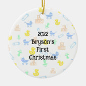 Baby Boy First Kerstversiering Keramisch Ornament (Voorkant)