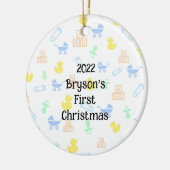 Baby Boy First Kerstversiering Keramisch Ornament (Links)