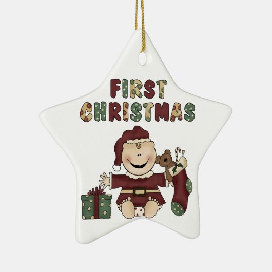Baby Boy First Kerstversiering Keramisch Ornament (Rechts)