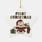 Baby Boy First Kerstversiering Keramisch Ornament (Voorkant)
