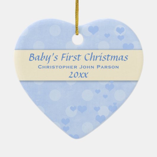 Baby Boy First Kerstversiering Keramisch Ornament (Achterkant)