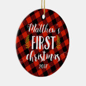 Baby Boy First Kerstversiering Keramisch Ornament (Rechts)