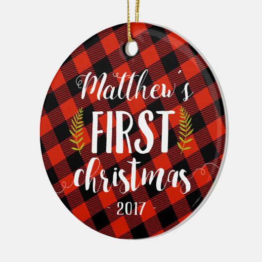 Baby Boy First Kerstversiering Keramisch Ornament (Links)