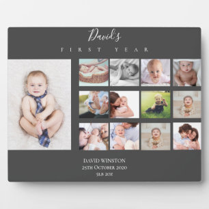 Baby Boy First Year Foto Collage 12 maanden Gift Fotoplaat