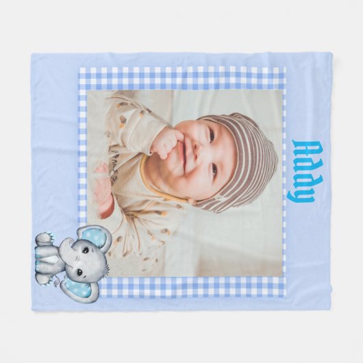 Baby Boy Fleece Blanket met foto Deken (Voorkant (Horizontaal))