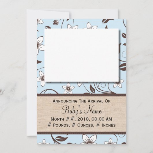 Baby Boy Floral Aankondiging (Voorkant)