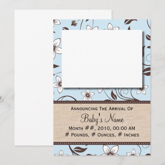 Baby Boy Floral Aankondiging (Voorkant / Achterkant)
