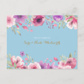 Baby Boy Floral Script Foto Dank je geboorte Aankondigingskaart (Achterkant)