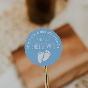 Baby Boy Footprint Baby shower Blauw Ronde Sticker