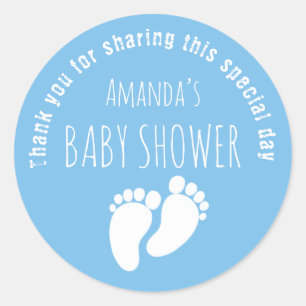 Baby Boy Footprint Baby shower Blauw Ronde Sticker