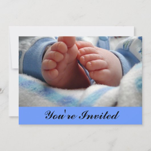 Baby Boy Footprint Baby shower Uitnodiging (Voorkant)