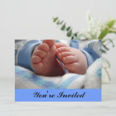 Baby Boy Footprint Baby shower Uitnodiging (Staand voorkant)