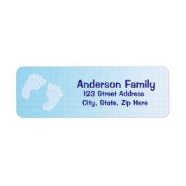 Baby Boy Footprint Blauw adreslabel Etiket
