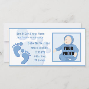 Baby Boy Footprint Feet Birth Foto Aankondiging