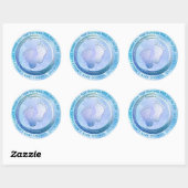 Baby Boy Footprint Glitterende Baby shower Favor Ronde Sticker (Vel)