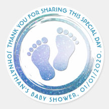 Baby Boy Footprint Glitterende Baby shower Favor