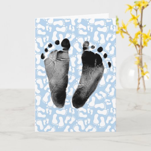 Baby Boy Footprint Kaart (Gele Bloem)
