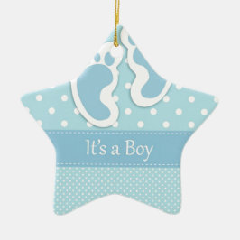 Baby Boy Footprint Schattig Keramisch Ornament