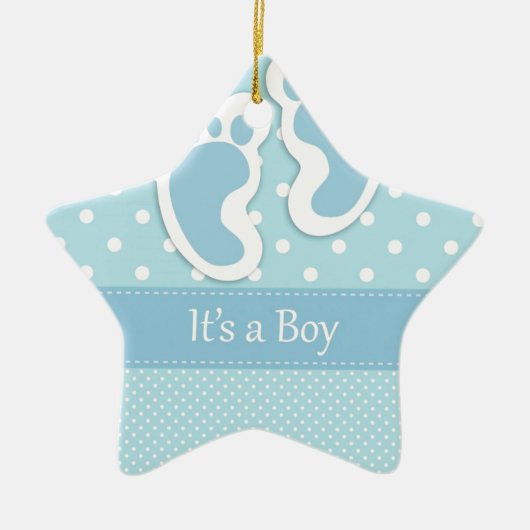 Baby Boy Footprint Schattig Keramisch Ornament (Voorkant)