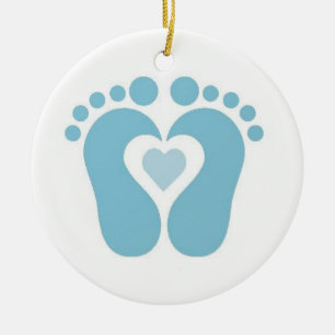 BABY BOY FOOTPRINTS CHRISTMAS ORNAMENT