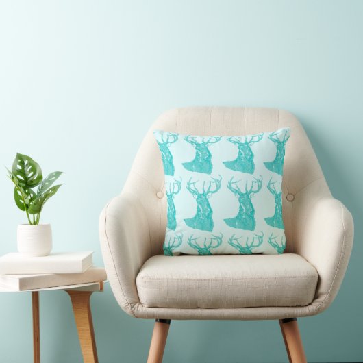Baby Boy Forest Nursery Deer Mint Aqua Pattern Kussen (Stoel)