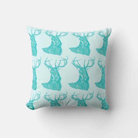 Baby Boy Forest Nursery Deer Mint Aqua Pattern Kussen (Voorkant)
