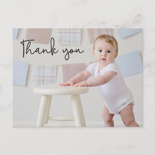 Baby Boy Foto 1e Verjaardag Schattige Bedankt Briefkaart (Voorkant)