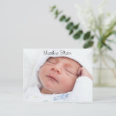 Baby Boy Foto Aankondiging geboorte Stats Briefkaa Briefkaart (Staand voorkant)