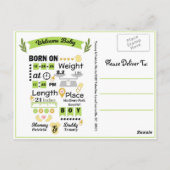 Baby Boy Foto Aankondiging geboorte Stats Briefkaa Briefkaart (Achterkant)