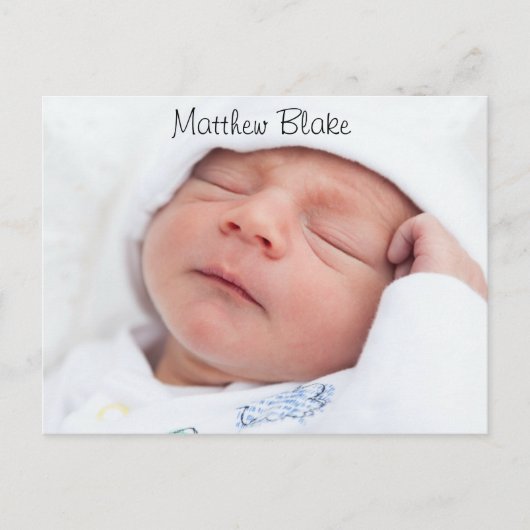 Baby Boy Foto Aankondiging geboorte Stats Briefkaa Briefkaart (Voorkant)