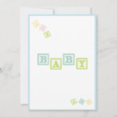 Baby Boy Foto ABC Blokken Blue Newborn Birth Aankondiging (Achterkant)
