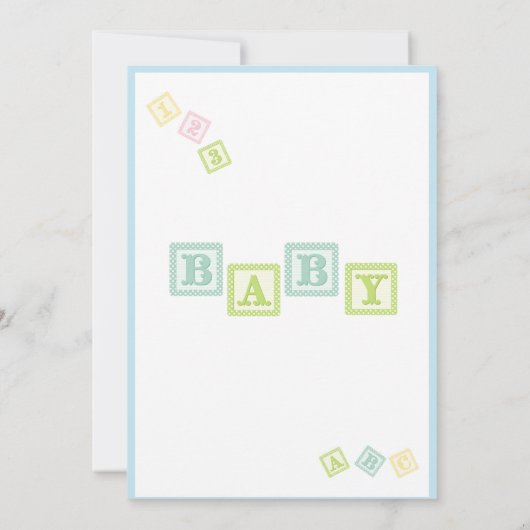 Baby Boy Foto ABC Blokken Blue Newborn Birth Aankondiging (Achterkant)
