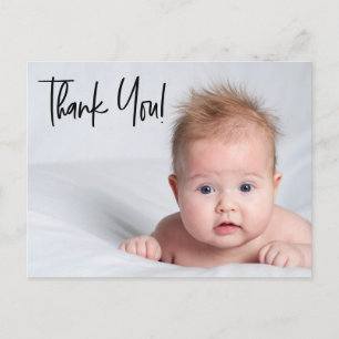 Baby Boy Foto baby shower dank u Manuscript Briefkaart
