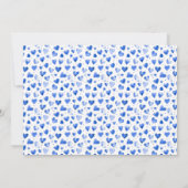 Baby Boy Foto Blauw Script Harten Geboorte Aankondiging (Achterkant)